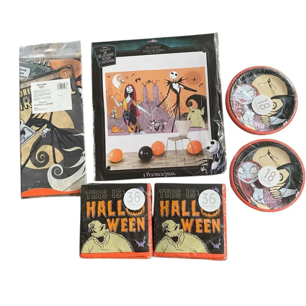 Nightmare Before Christmas Party Set Tablecover Wall Decor Napkins Halloween Lot